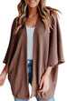 Karleedress Solid 3/4 Sleeve Open Front Kimono Cardigan