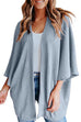 Karleedress Solid 3/4 Sleeve Open Front Kimono Cardigan