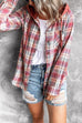 Karleedress Long Sleeve Drawstring Hoodied Plaid Shirt