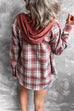 Karleedress Long Sleeve Drawstring Hoodied Plaid Shirt