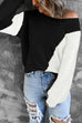 Karleedress Casual Color Block Loose Knitting Sweater