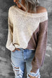 Karleedress Casual Color Block Loose Knitting Sweater