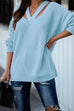 Karleedress V Neck Long Sleeve Solid Knitting Top