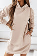 Karleedress Solid Long Sleeve Pockets Hoodied Sweatshirt Dress