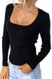 Karleedress Square Collar Long Sleeve Bottoming Top