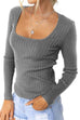 Karleedress Square Collar Long Sleeve Bottoming Top