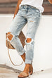 Karleedress Distressed Rolled Hem Ripped Jeans