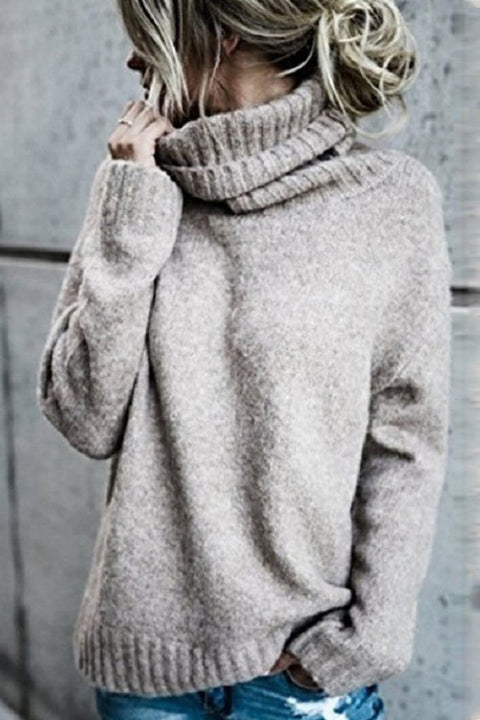 Karleedress Turtleneck Side Split Solid Casual Sweater