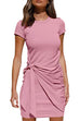 Karleedress Crewneck Short Sleeve Tie Knot Waist Dress