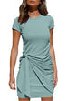 Karleedress Crewneck Short Sleeve Tie Knot Waist Dress