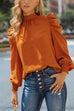 Karleedress Mockneck Ruffle Puff Sleeve Blouse Top