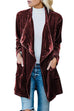 Karleedress Open Front Long Sleeve Pockets Velvet Coat