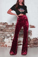 Karleedress Elastic Waist Bell Bottoms Velvet Pants