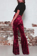 Karleedress Elastic Waist Bell Bottoms Velvet Pants