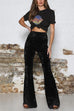 Karleedress Elastic Waist Bell Bottoms Velvet Pants