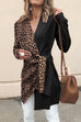 Karleedress V Neck Leopard Splice Wrapped Outwear