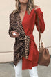 Karleedress V Neck Leopard Splice Wrapped Outwear