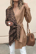 Karleedress V Neck Leopard Splice Wrapped Outwear