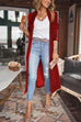 Karleedress Stylish Lapel Open Front Long Sleeve Velvet Coat