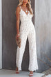 Karleedress Solid V Neck Waisted Cami Lace Jumpsuit