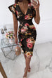 Karleedress Ruffle V Neck Sleeveless High Waist Printed Dress