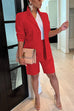 Karleedress Solid Long Sleeve Blazer and Shorts Office Set