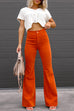 Karleedress One Button Corduroy Flare Pants with Pockets