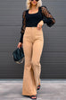 Karleedress One Button Corduroy Flare Pants with Pockets