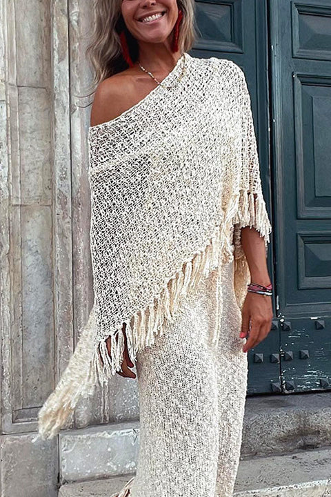 Karleedress Stylish Tassel Hollow Out Shawl Cloak