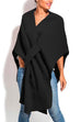 Karleedress Solid V Neck Wrapped Batwing Cloak Sweater