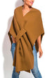 Karleedress Solid V Neck Wrapped Batwing Cloak Sweater