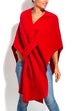 Karleedress Solid V Neck Wrapped Batwing Cloak Sweater