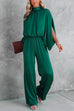 Karleedress Stand Collar Slit Sleeve Waisted Wide Leg Jumpsuits( in 5 Colors)