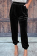 Karleedress Elastic Waist Velvet Joggers Pants with Pockets