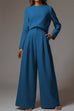 Karleedress Crewneck Long Sleeve Pullover and Wide Leg Pants Solid Set