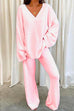 Karleedress V Neck Batwing Sleeve Top and Straight Leg Pants Loungewear Set