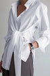 Karleedress Lapel Long Sleeve Button Down Knot Front Shirt