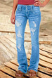 Karleedress Button Down Distressed Ripped Jeans with Pockets