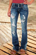 Karleedress Button Down Distressed Ripped Jeans with Pockets