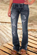 Karleedress Button Down Distressed Ripped Jeans with Pockets