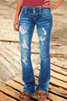 Karleedress Button Down Distressed Ripped Jeans with Pockets