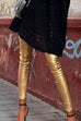 Karleedress Solid Slim Fit Faux Leather Leggings Pants