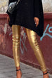 Karleedress Solid Slim Fit Faux Leather Leggings Pants