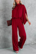 Karleedress Stand Collar Slit Sleeve Waisted Wide Leg Jumpsuits( in 5 Colors)