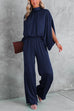 Karleedress Stand Collar Slit Sleeve Waisted Wide Leg Jumpsuits( in 5 Colors)