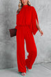 Karleedress Stand Collar Slit Sleeve Waisted Wide Leg Jumpsuits( in 5 Colors)