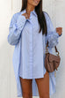 Karleedress Lapel High Low Hem Button Down Shirt