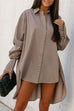 Karleedress Lapel High Low Hem Button Down Shirt