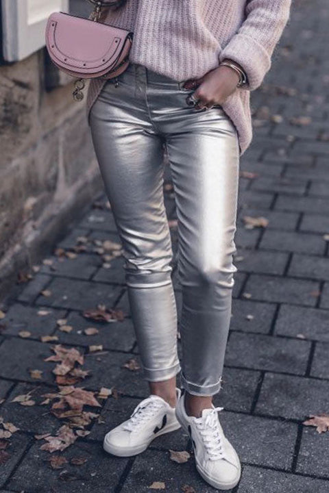 Karleedress Fashion Style Faux Leather Pants with Pockets