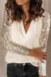 Karleedress Stylish V Neck Sequin Splice Blouse Shirt